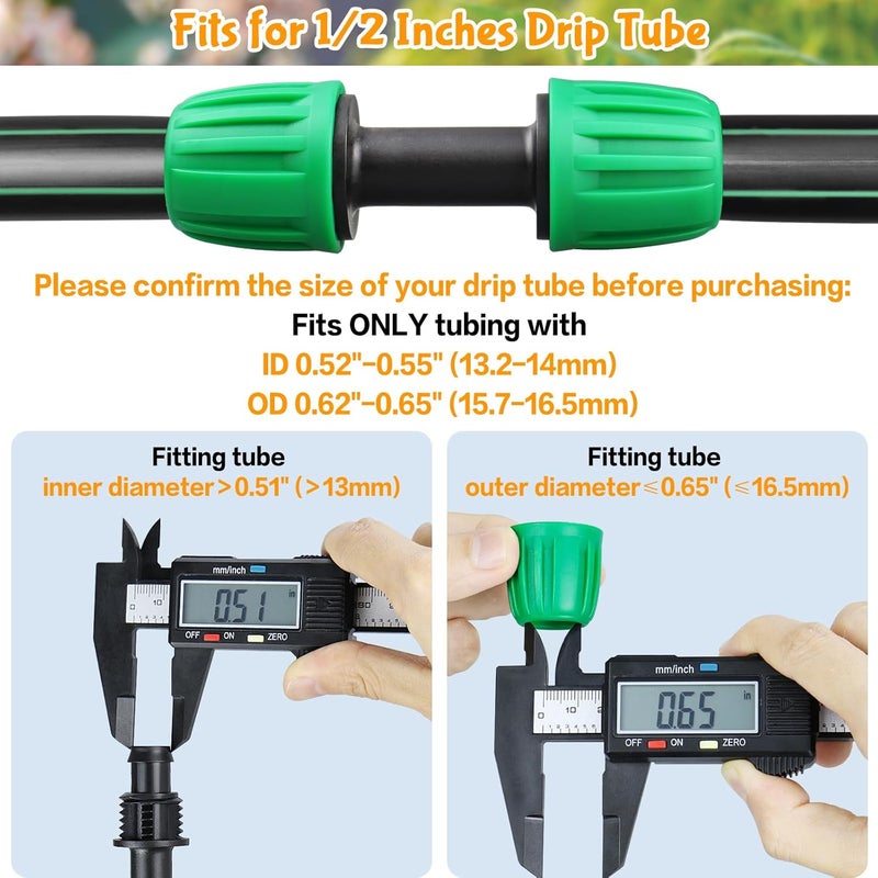 Gardrip Drip Irrigation Fittings for 1/2 Inch Drip Tubing (1/2" ID x 0.62"-0.65" OD Only): 12Pcs Drip Line Couplings Locked Nut Barbed Straight Coupling Connectors-NOT for Generic Tubing (OD 0.7") - Image 4